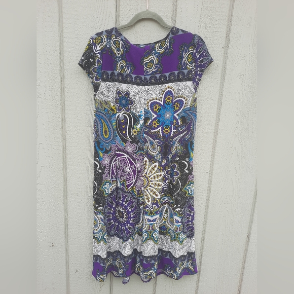 Dressbarn Cap Sleeve V-neck Printed Floral Dress Size 16 - Picture 7 of 7